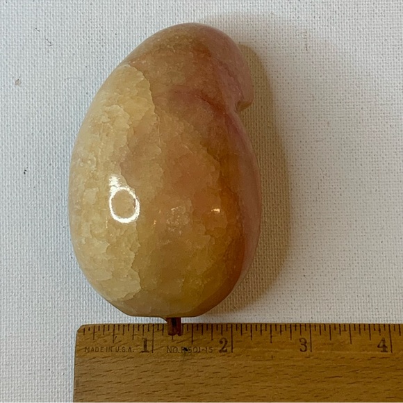 Vintage Alabaster Hand Carved Mango Fruit Polished Stone Multicolor Carving 4" - Picture 13 of 13